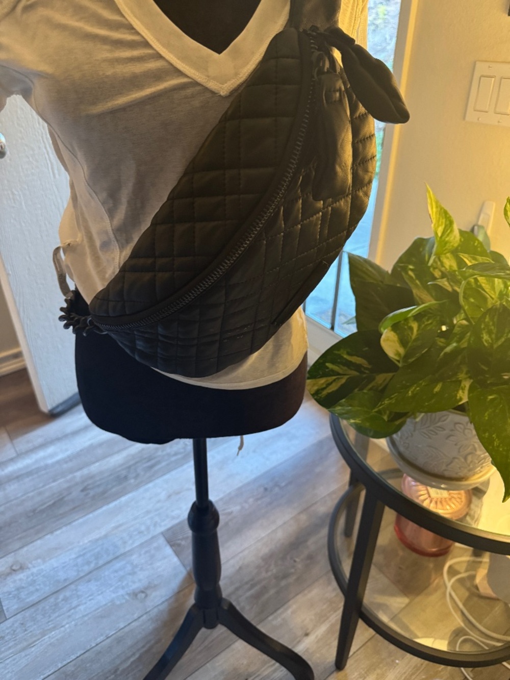 Kurt Geiger London Brixton Black Quilted Belt Bag / Crossbody